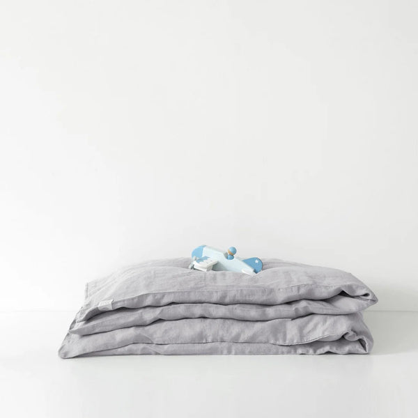 linen tales Kids Light Grey Linen Duvet Cover