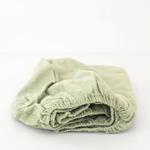 linen tales Kids Sage Linen Fitted Sheet