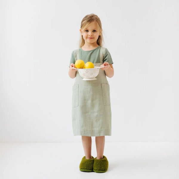 linen tales Kids Sage Linen Pinafore Apron