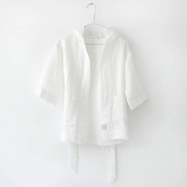 linen tales Kids White Linen Fine Waffle Bathrobe