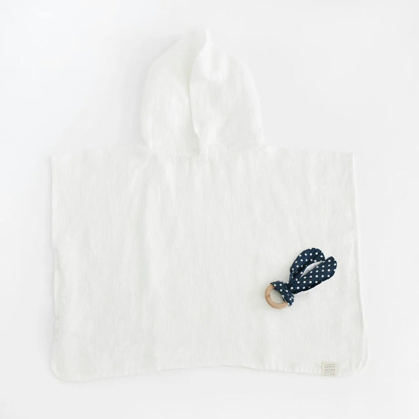 linen tales Kids White Linen Fine Waffle Poncho