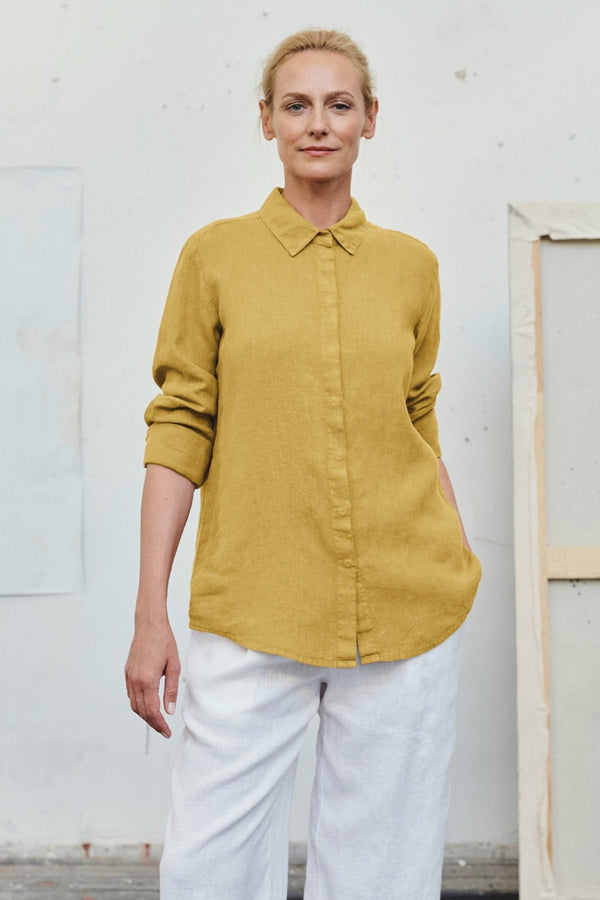 Linen Tales Lemon Curry Linen Azalea Shirt