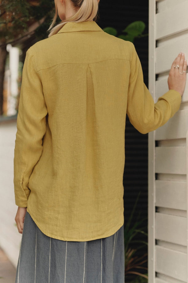 Linen Tales Lemon Curry Linen Azalea Shirt