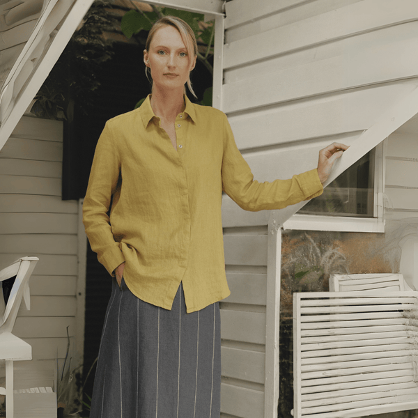 linen tales Lemon Curry Linen Azalea Shirt
