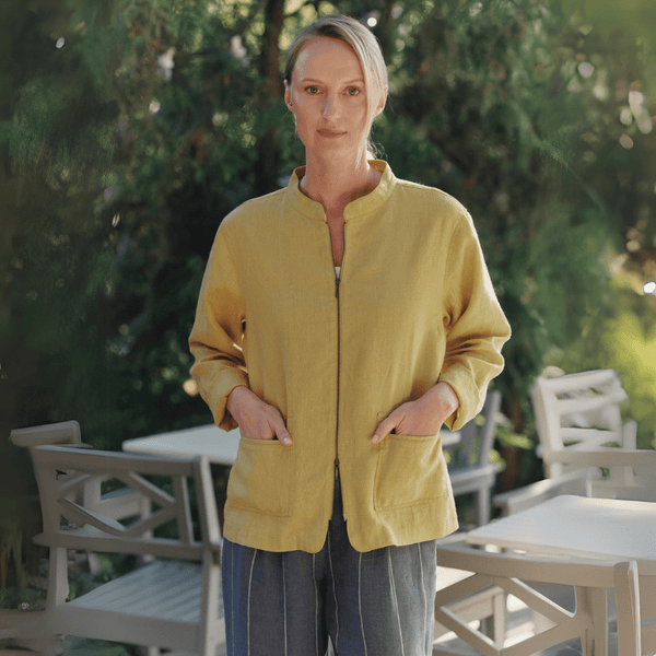 linen tales Lemon Curry Linen Cherry Tree Jacket