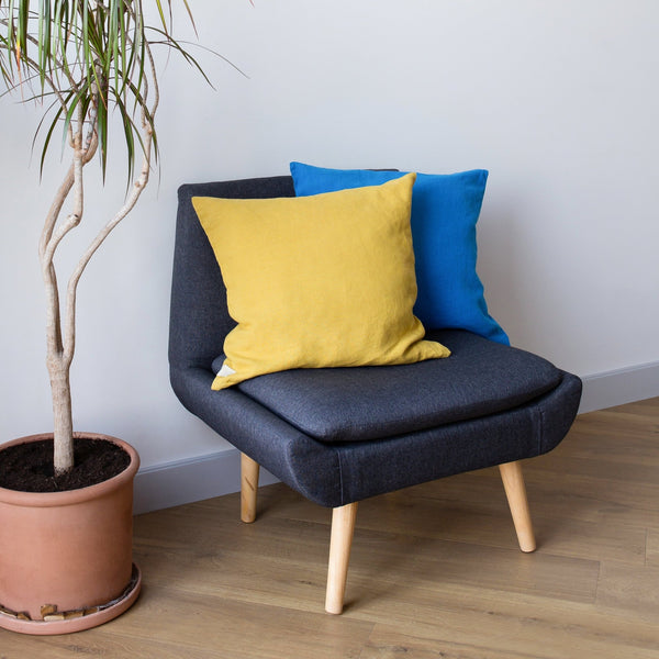 Linen Tales Lemon Curry Linen Cushion Cover