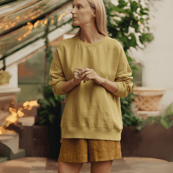 linen tales Lemon Curry Linen Dahlia Jumper