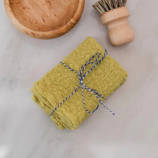 linen tales Lemon Curry Linen Dishcloth Set of 2