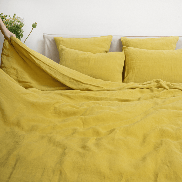 Linen Tales Lemon Curry Linen Duvet Cover