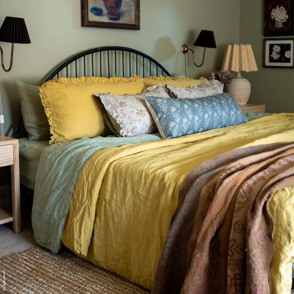 Linen Tales Lemon Curry Linen Duvet Cover