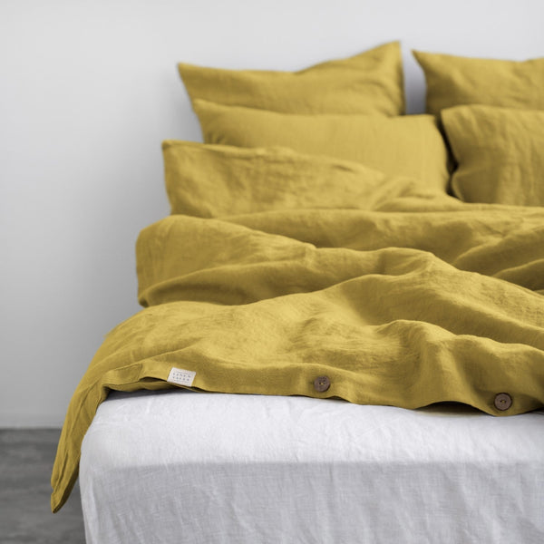 Linen Tales Lemon Curry Linen Duvet Cover Set