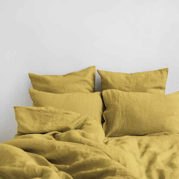 Linen Tales Lemon Curry Linen Duvet Cover Set