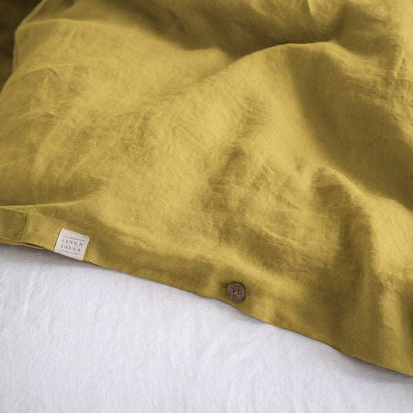Linen Tales Lemon Curry Linen Duvet Cover Set