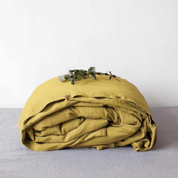 linen tales Lemon Curry Linen Duvet Cover