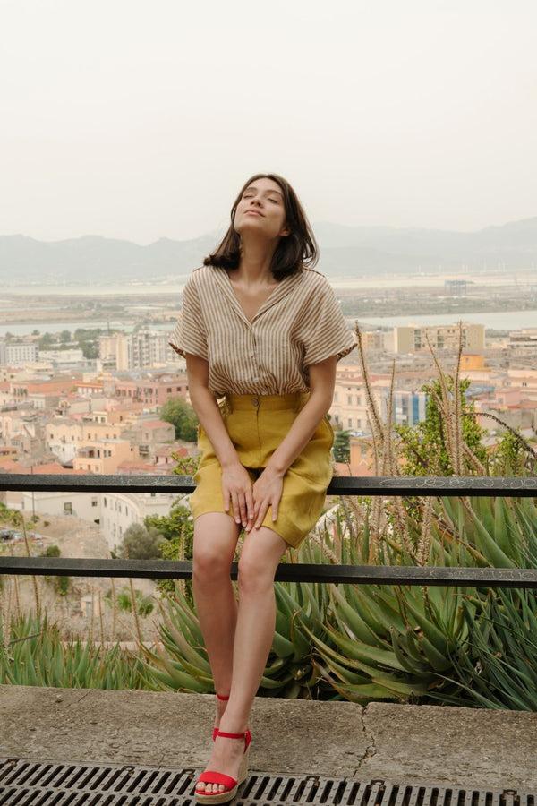 Linen Tales Lemon Curry Linen Etude Shorts