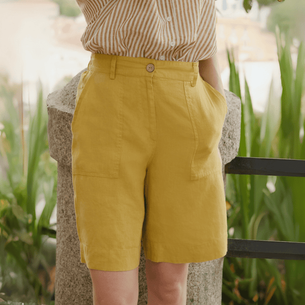 Linen Tales Lemon Curry Linen Etude Shorts