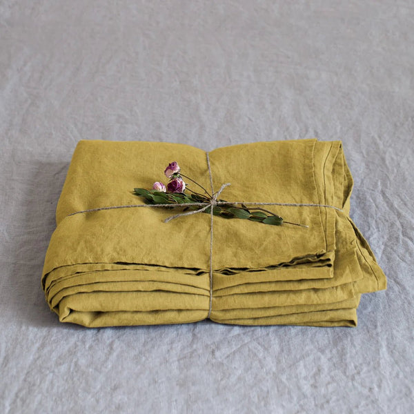 linen tales Lemon Curry Linen Flat Sheet