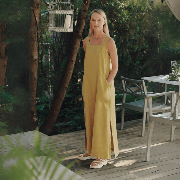 Linen Tales Lemon Curry Linen Fugue Dress