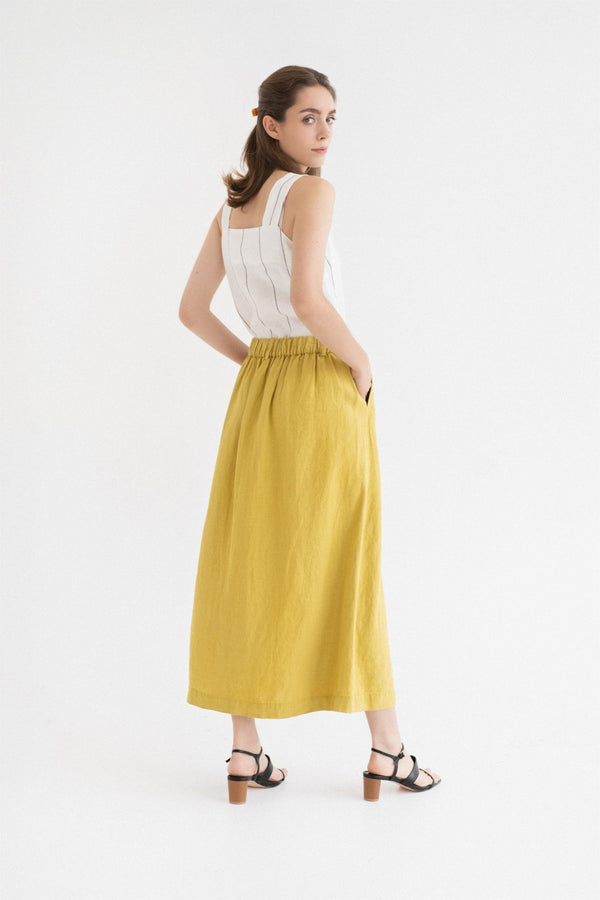 Linen Tales Lemon Curry Linen Gardenia Skirt