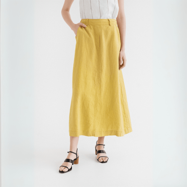 linen tales Lemon Curry Linen Gardenia Skirt