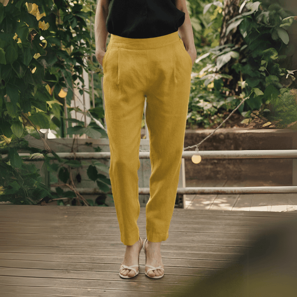 linen tales Lemon Curry Linen Gladiolus Trousers