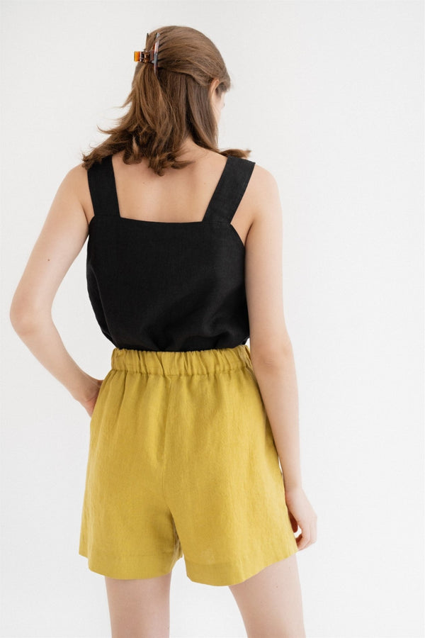 Linen Tales Lemon Curry Linen Hip-Hop Shorts