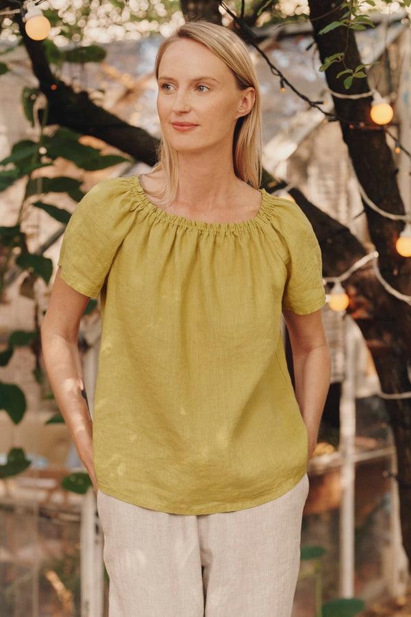 Linen Tales Lemon Curry Linen Jazz Top