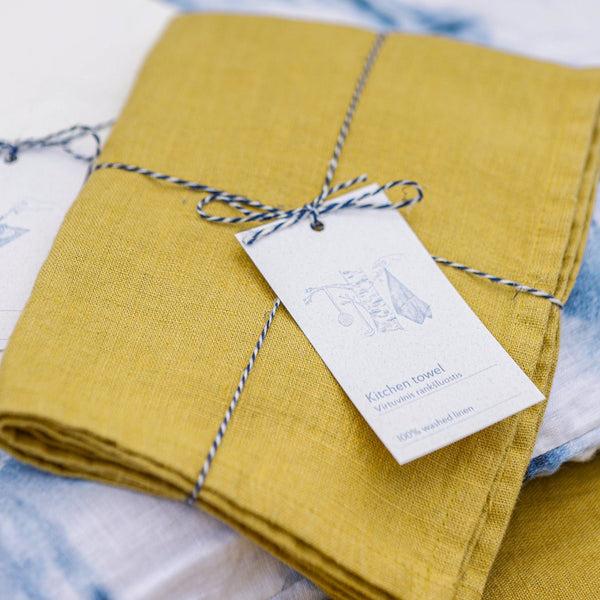 Linen Tales Lemon Curry Linen Kitchen Towel