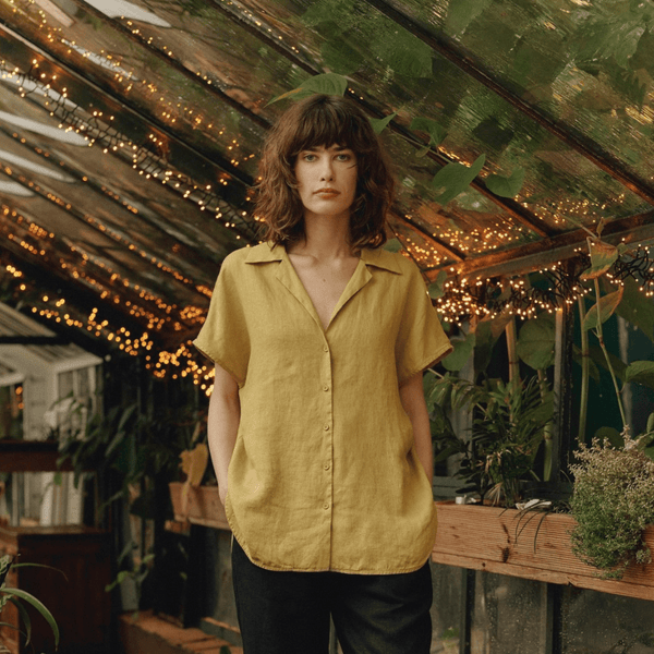 linen tales Lemon Curry Linen Melody Shirt