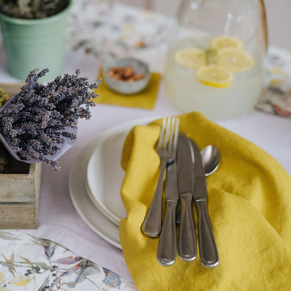 Linen Tales Lemon Curry Linen Napkins Set Of 2