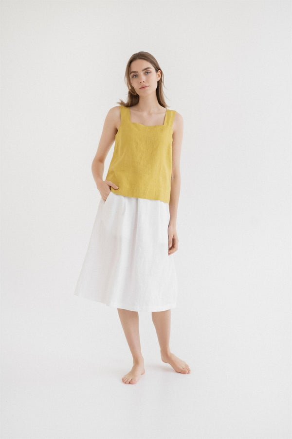 Linen Tales Lemon Curry Linen Polka Top