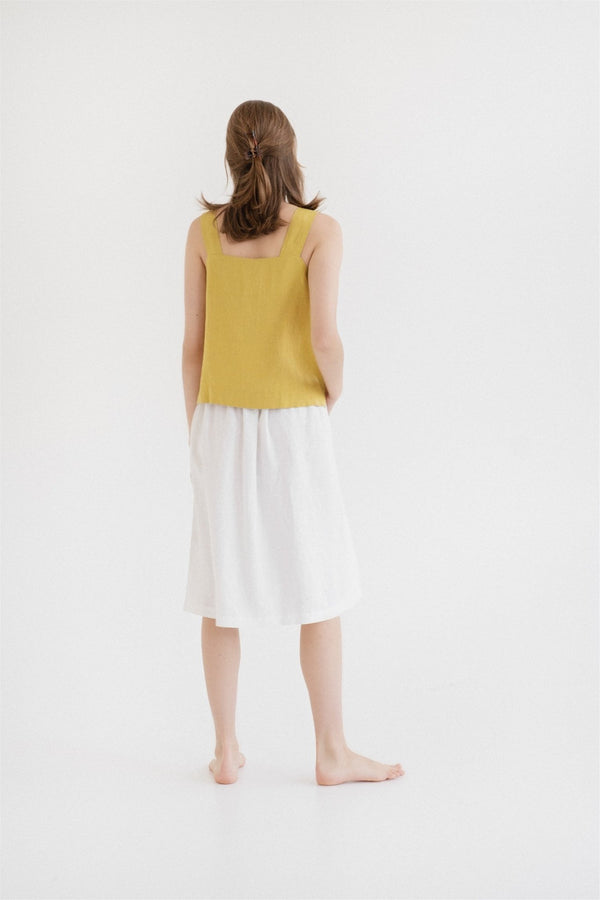 Linen Tales Lemon Curry Linen Polka Top