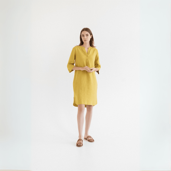 linen tales Lemon Curry Linen Prelude Dress
