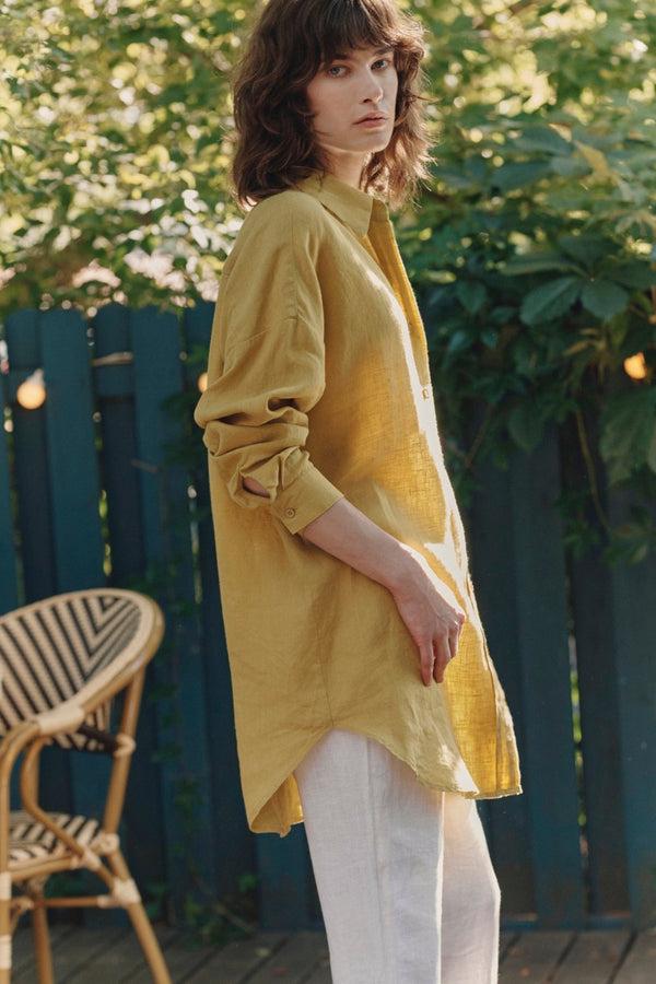 Linen Tales Lemon Curry Linen Rondo Shirt