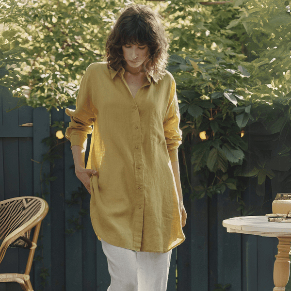 linen tales Lemon Curry Linen Rondo Shirt