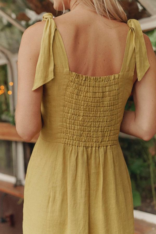 Linen Tales Lemon Curry Linen Rumba Dress