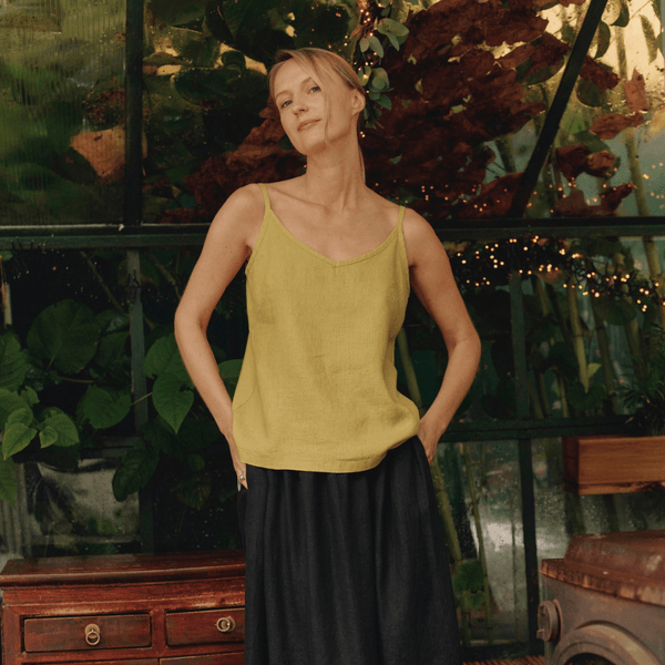 linen tales Lemon Curry Linen Star Top