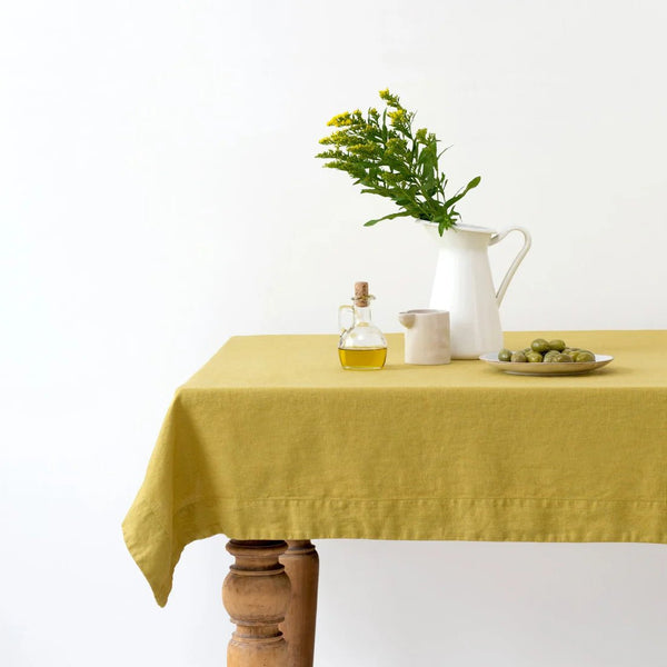 Linen Tales Lemon Curry Linen Tablecloth