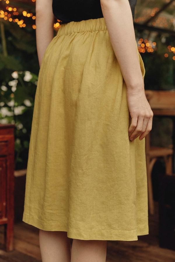 Linen Tales Lemon Curry Linen Tulip Skirt