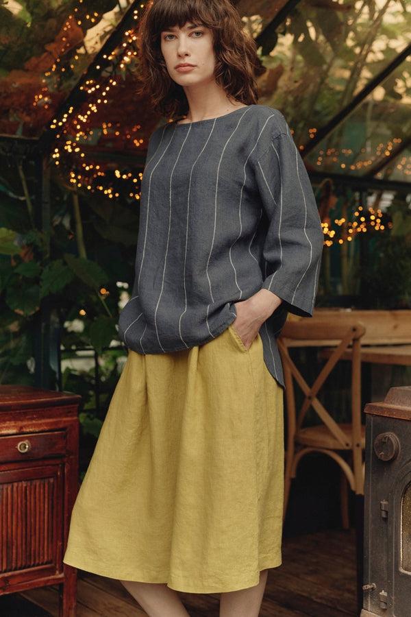 Linen Tales Lemon Curry Linen Tulip Skirt