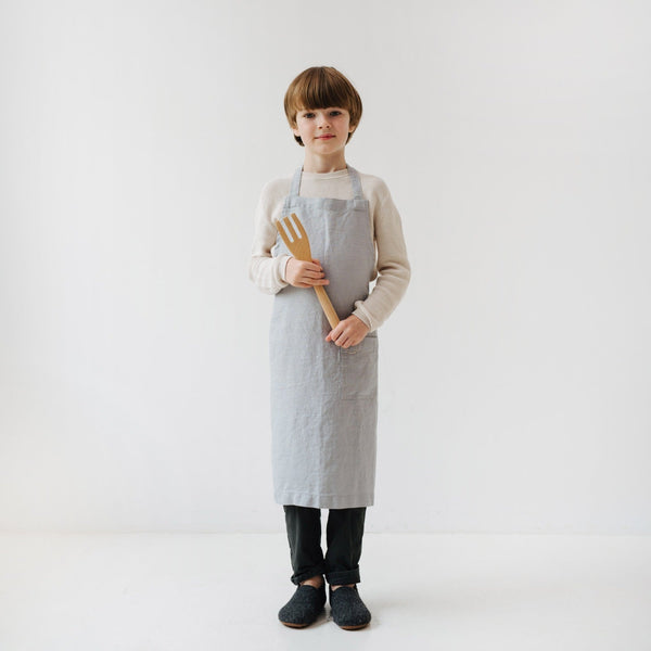 linen tales Light Grey Kids Linen Daily Apron