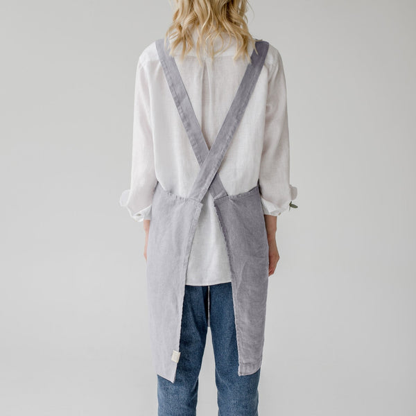 Linen Tales Light Grey Linen Crossback Apron