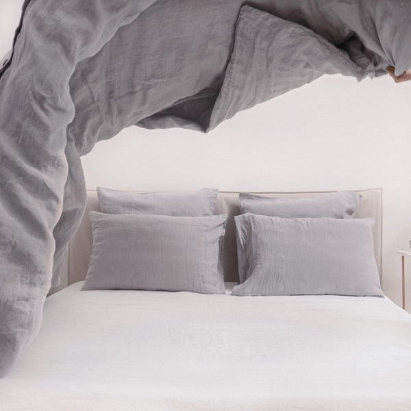 Linen Tales Light Grey Linen Duvet Cover Set