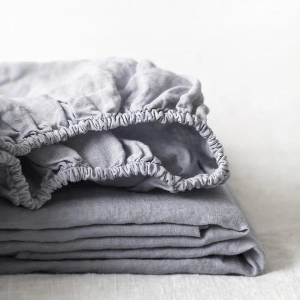 linen tales Light Grey Linen Fitted Sheet