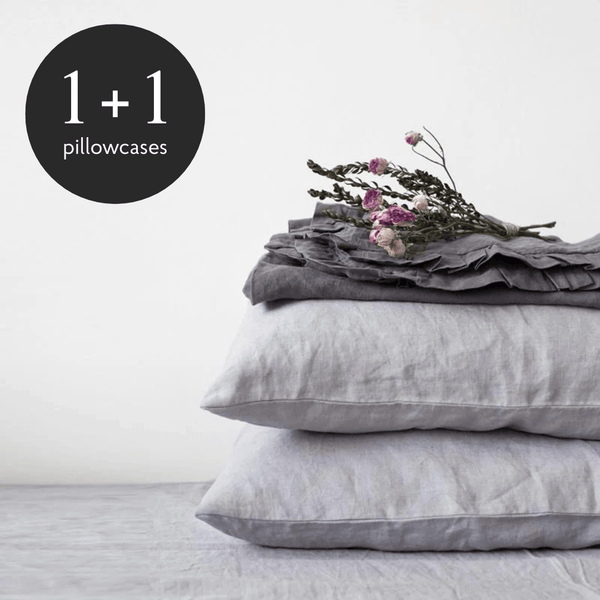 linen tales Light Grey Linen Pillowcase