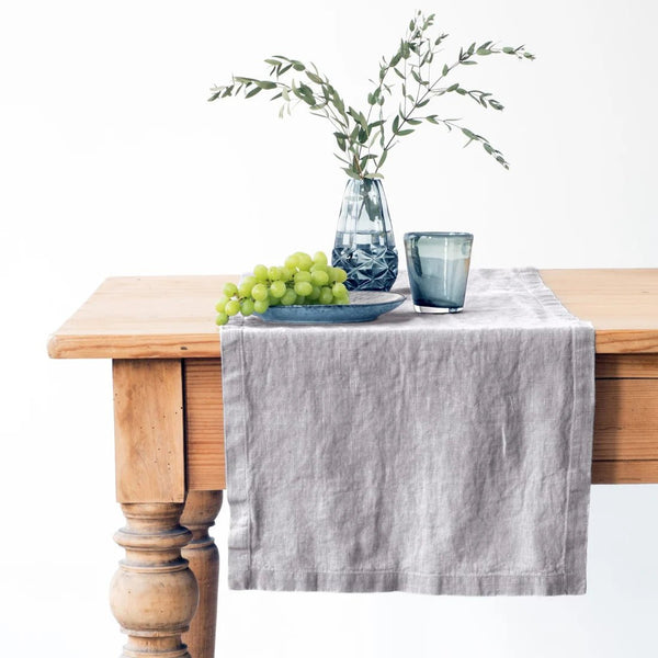 linen tales Light Grey Linen Table Runner