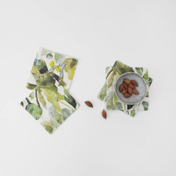 linen tales Lotus Linen Coasters Set of 4