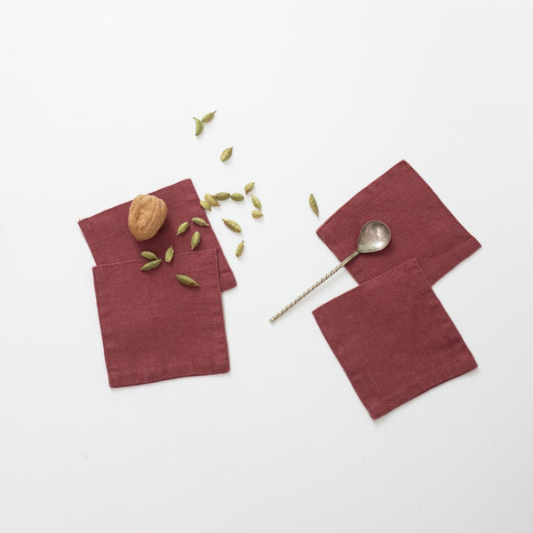 Linen Tales Marsala Linen Coasters Set Of 4