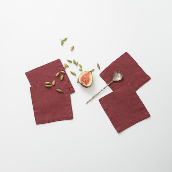 Linen Tales Marsala Linen Coasters Set Of 4