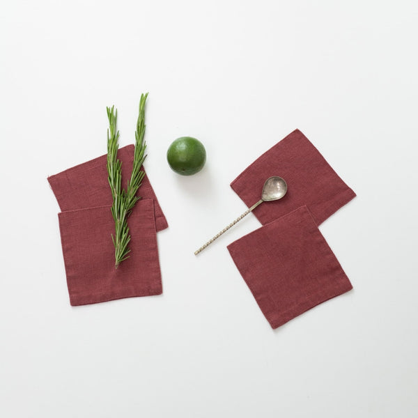 linen tales Marsala Linen Coasters Set of 4